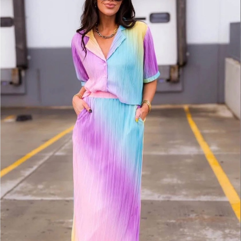 Dressed in LaLa Rainbow Plisse Set